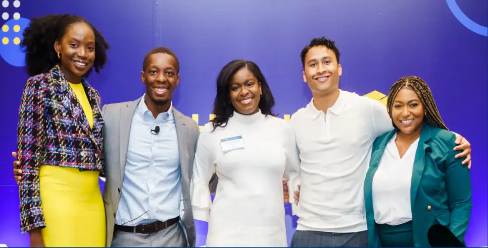 Parity Project Innovation Challenge winners present their economic parity solutions at The White House. Left to Right: Dwayne Murray, Doug Bender, Teniel Jones, Nova Sportsman, Michael Hyter (President of ELC), Kiante Bush, Gabrielle Harris, Jasmine Bacchus, Paul Griffin, Chanda Lowrence, Roderick Hall, Landon Taylor, Sezi Fleming